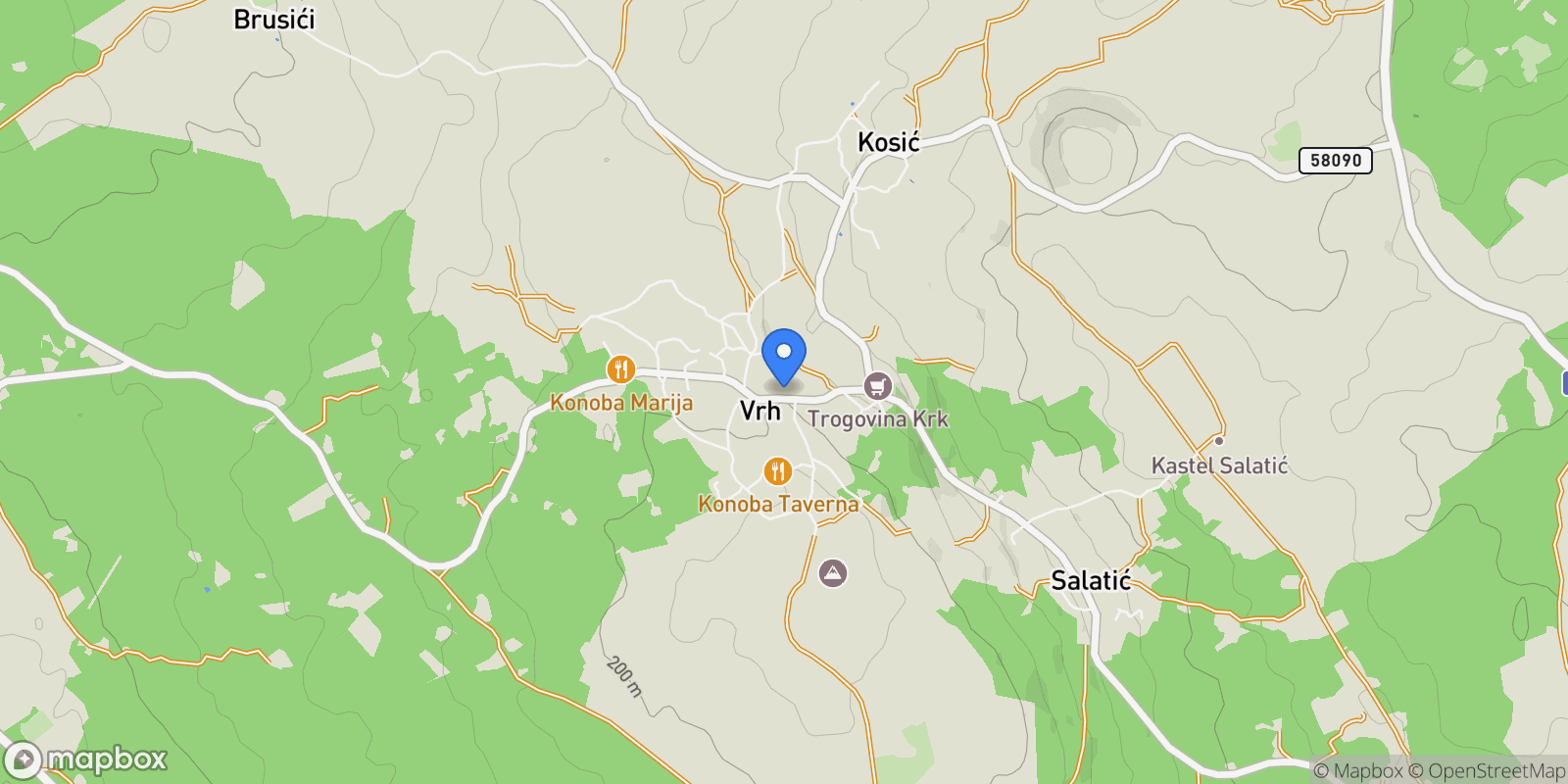 Map showing Vrh, Primorje-Gorski Kotar County, Croatia.