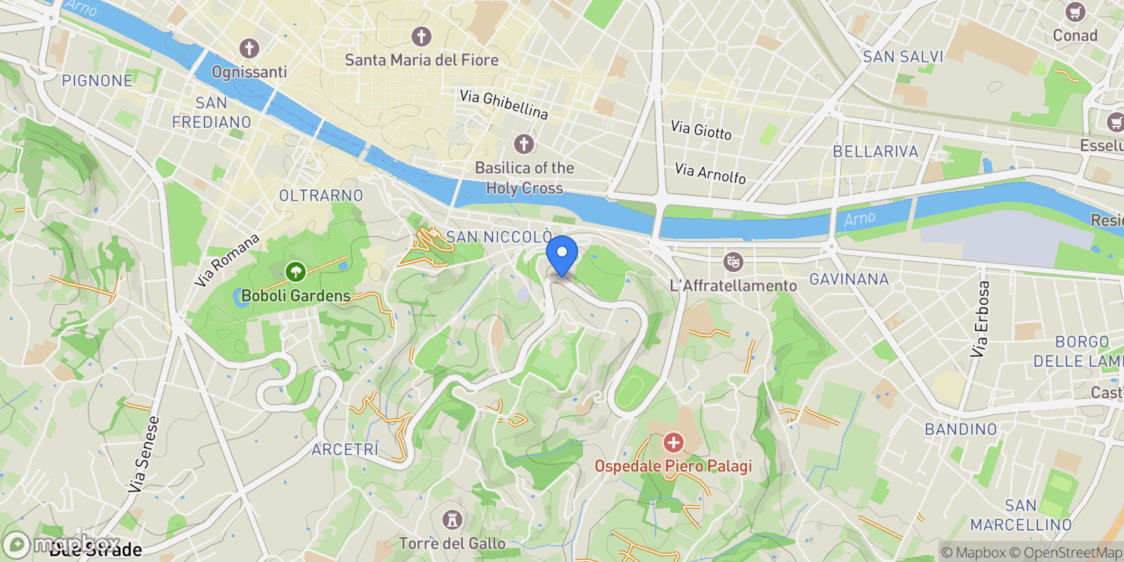 Map showing Florence, Tuscany, Italy.