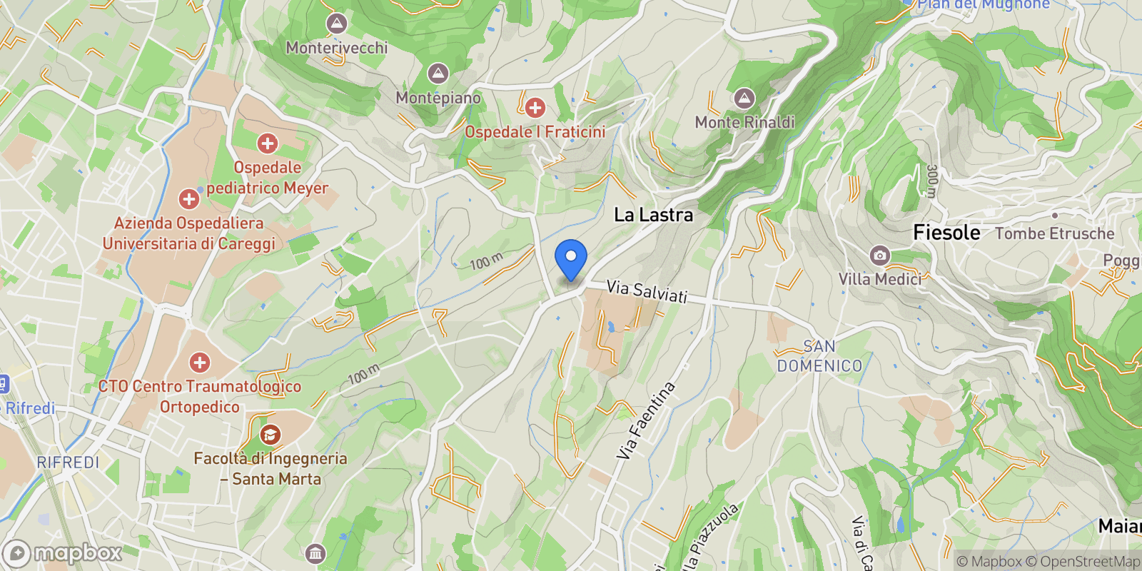 Map showing Florence, Tuscany, Italy.
