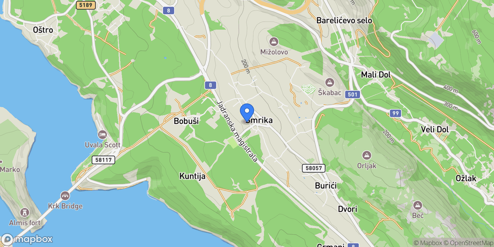 Map showing Grad Kraljevica, Primorje-Gorski Kotar County, Croatia.