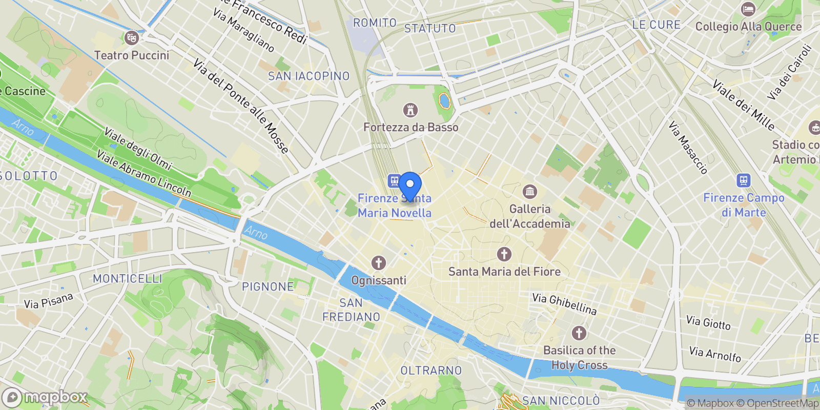 Map showing Florence, Tuscany, Italy.