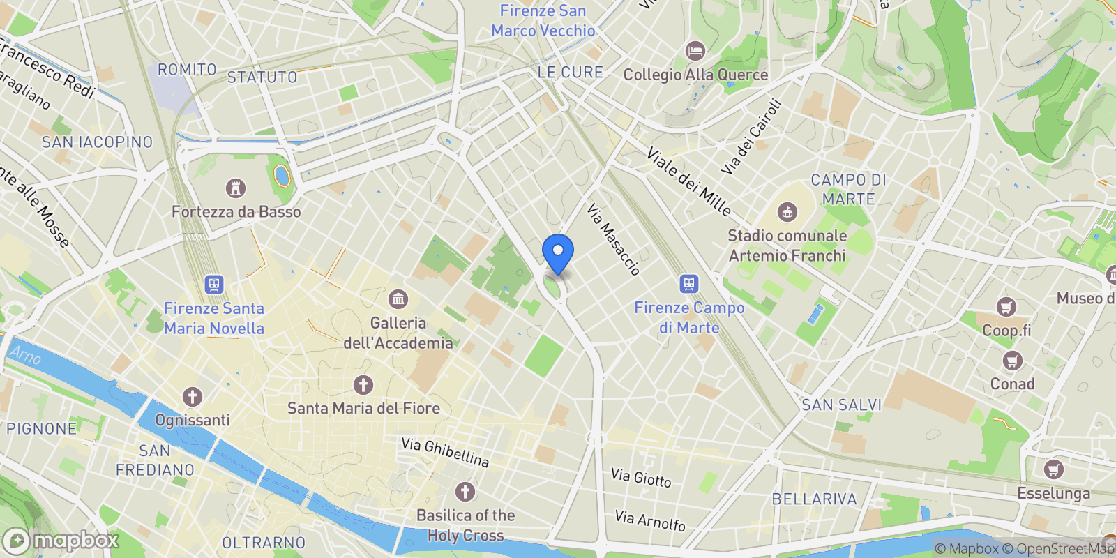 Map showing Florence, Tuscany, Italy.