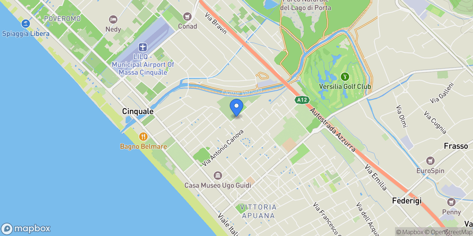 Map showing Via Ferrucci 50, Forte dei Marmi, Tuscany, Italy.