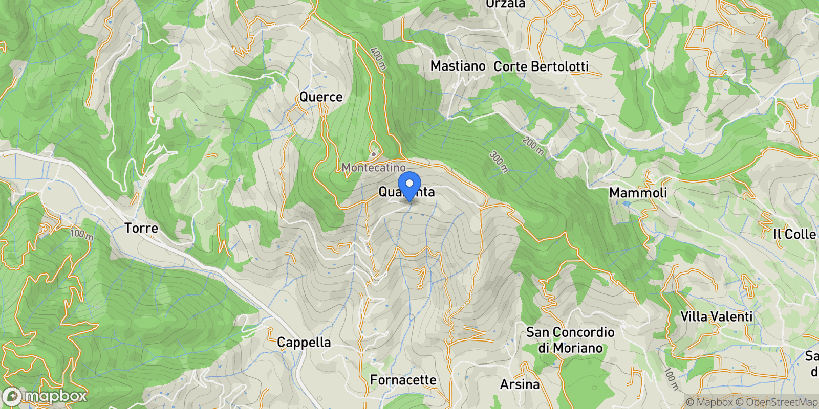 Map showing via di Montecatino 1, Lucca, Tuscany, Italy.