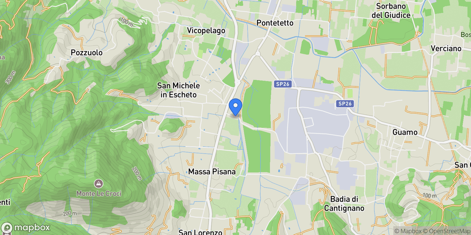 Map showing Via del trebbio 132, Lucca, Tuscany, Italy.