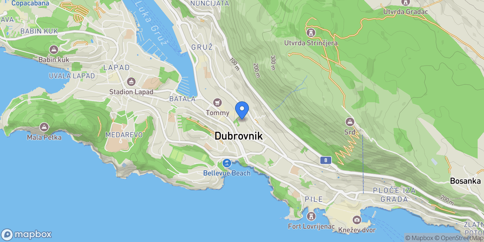Map showing Gradski kotar Gruz, Dubrovnik, Dubrovnik-Neretva County.
