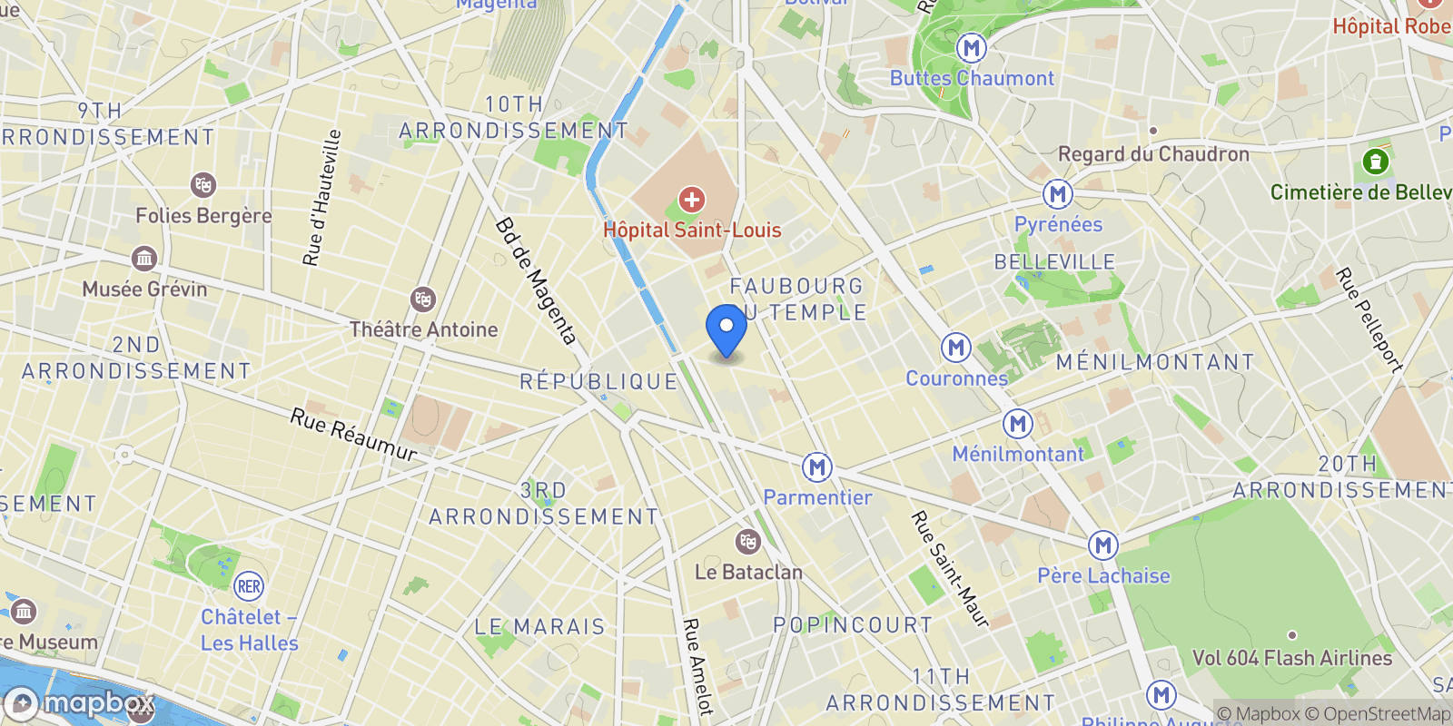 Map showing Paris, Île-de-France, France.