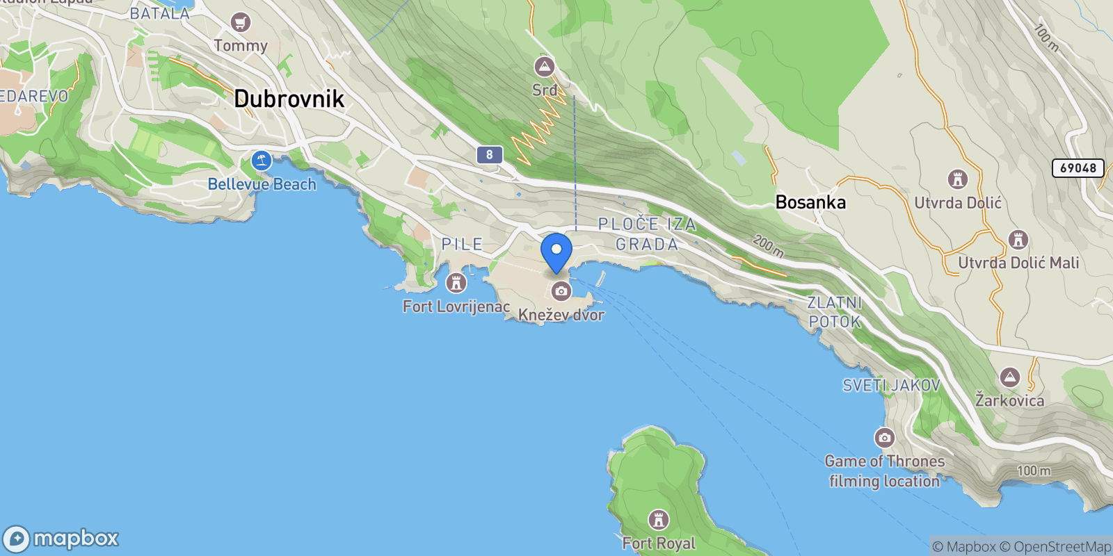 Map showing Gradski kotar Grad, Dubrovnik, Dubrovnik-Neretva County.