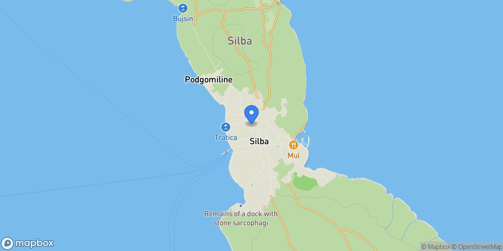 Map showing Silba, Zadar County, Croatia.