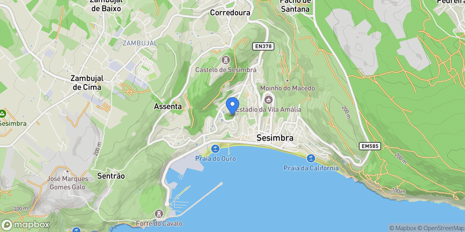 Map showing Santiago (Sesimbra), Sesimbra, Setúbal, Sesimbra, Santiago, Setubal, Portugal.