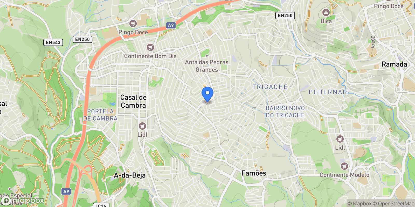 Map showing Pontinha e Famões, Odivelas, Lisboa, Odivelas, Pontinha e Famoes, Lisbon, Portugal.