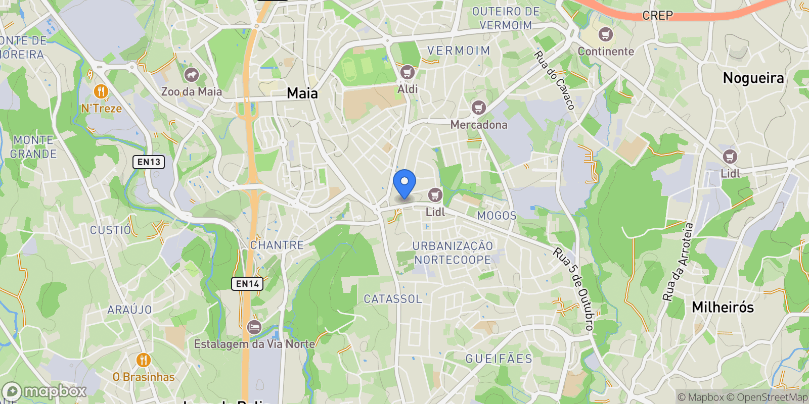 Map showing Cidade da Maia, Maia, Porto, Maia, Cidade da Maia, Porto District, Portugal.