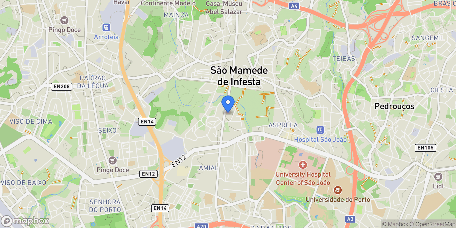Map showing São Mamede de Infesta e Senhora da Hora, Matosinhos, Porto, Matosinhos, Senhora da Hora, Porto District, Portugal.