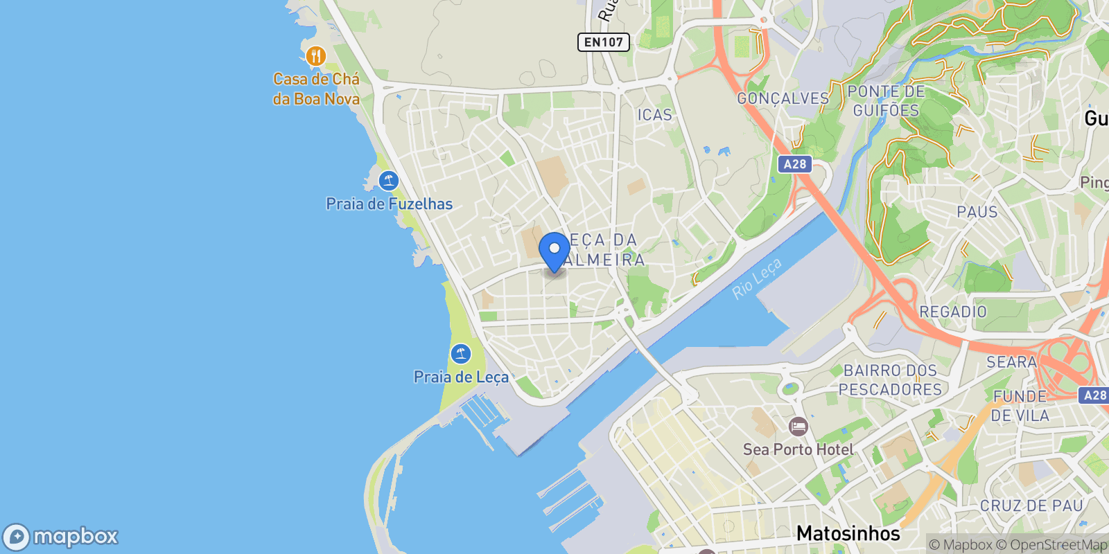 Map showing Matosinhos e Leça da Palmeira, Matosinhos, Porto, Matosinhos, Matosinhos e Leca da Palmeira, Porto District, Portugal.