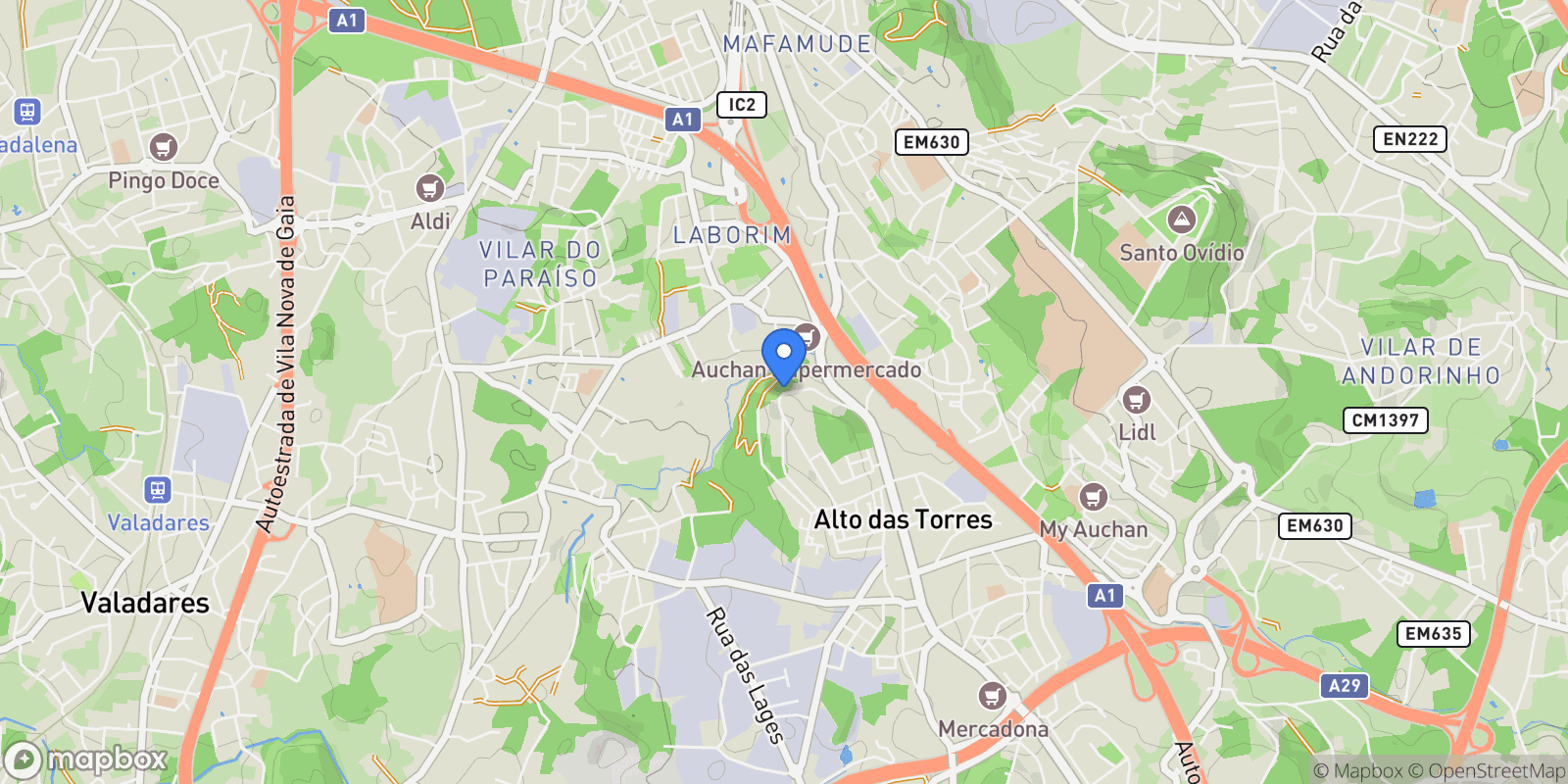 Map showing Mafamude e Vilar do Paraíso, Vila Nova de Gaia, Porto, Vila Nova de Gaia, Mafamude e Vilar do Paraiso, Porto District, Portugal.