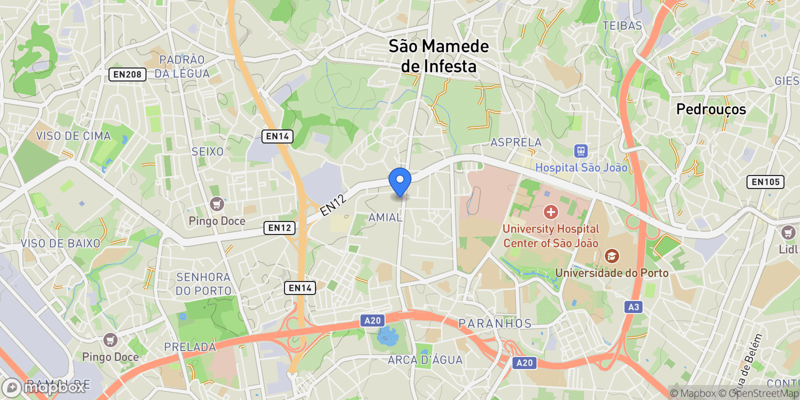 Map showing São João - Pólo Universitário - Asprela, Porto, Porto, Porto, Paranhos, Porto District, Portugal.