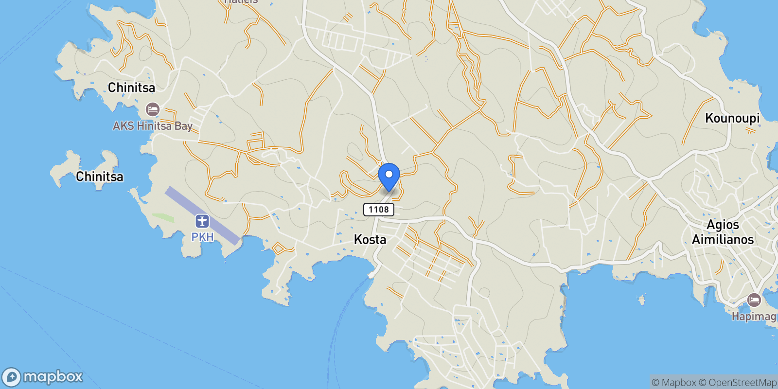 Map showing Koinotita Portoxeliou, Kranidi, Greece.