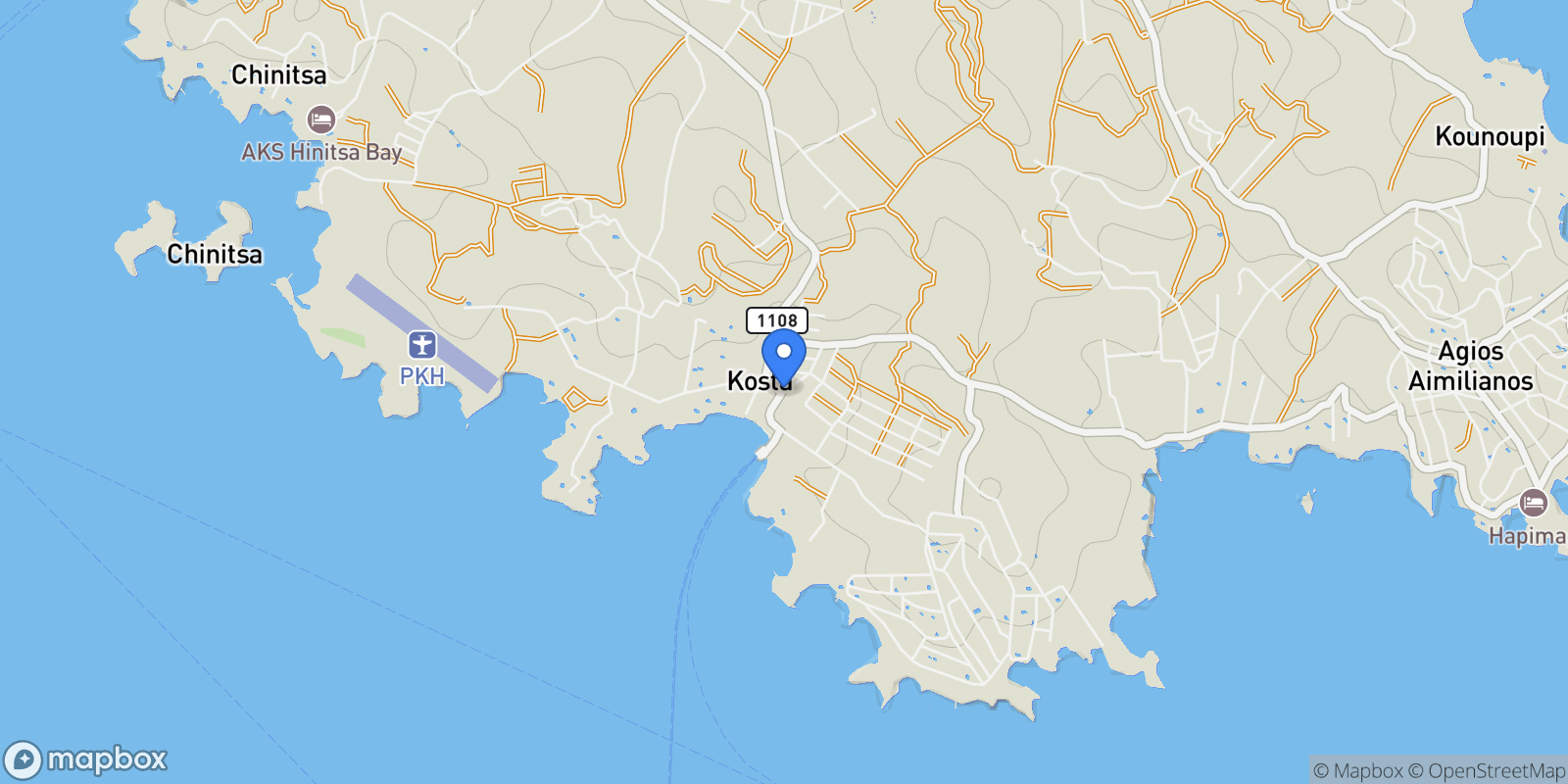 Map showing Koinotita Portoxeliou, Kranidi, Greece.