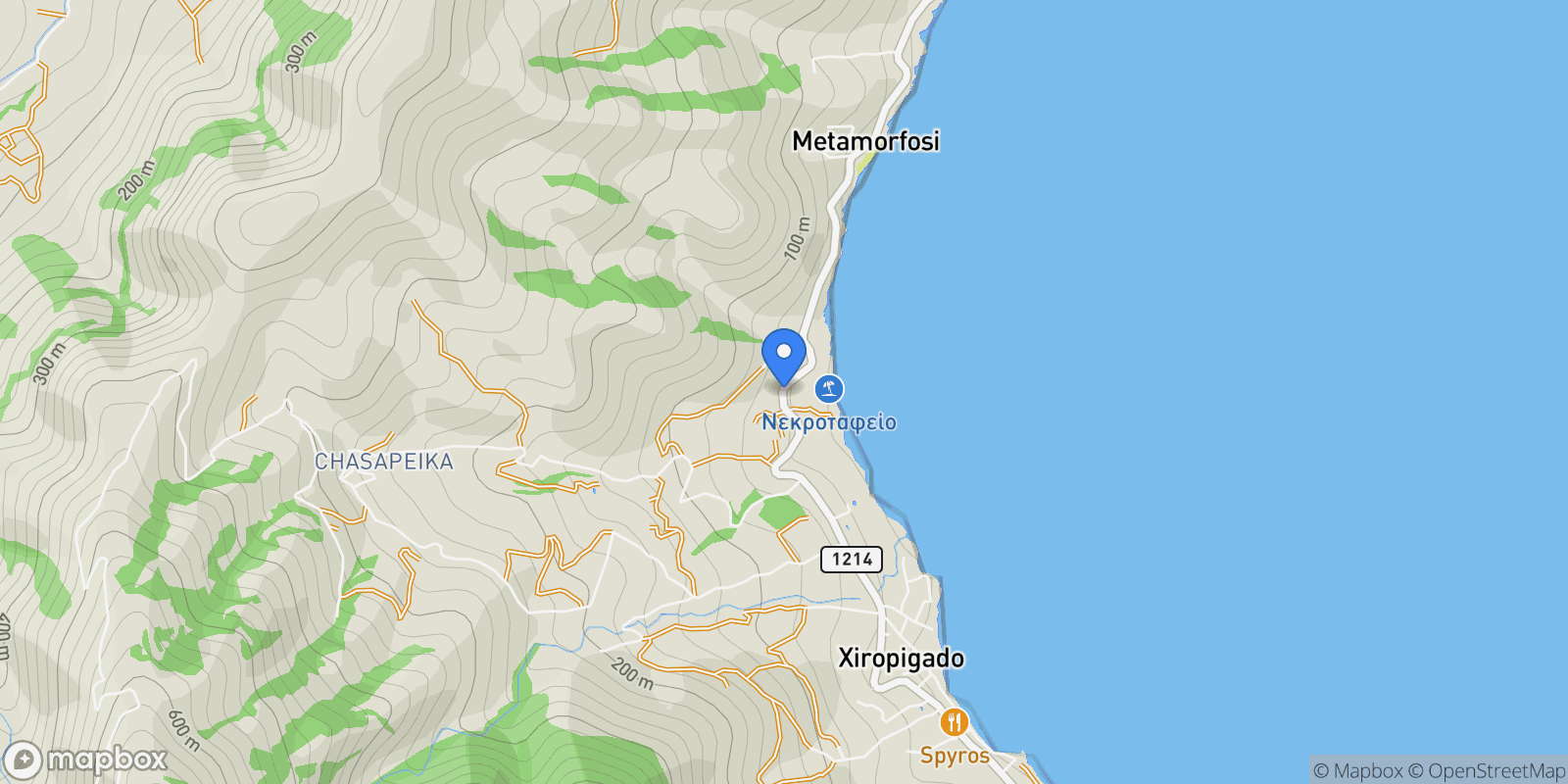 Map showing Community of Xiropigado, Peloponnese, Western Greece and the Ionian, Greece.
