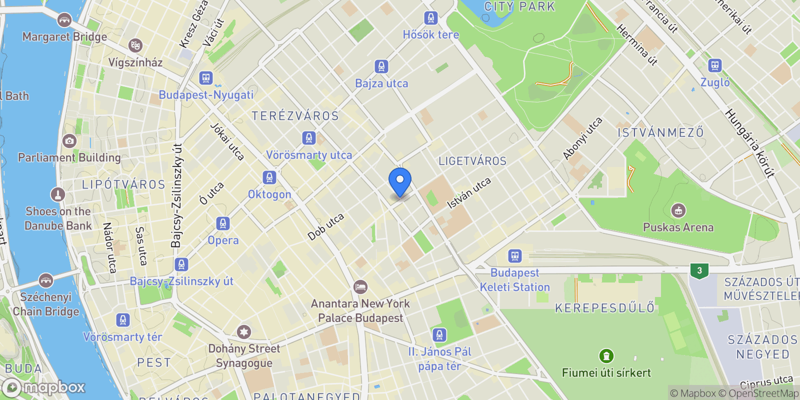 Map showing Budapest, Budapest, Hungary.