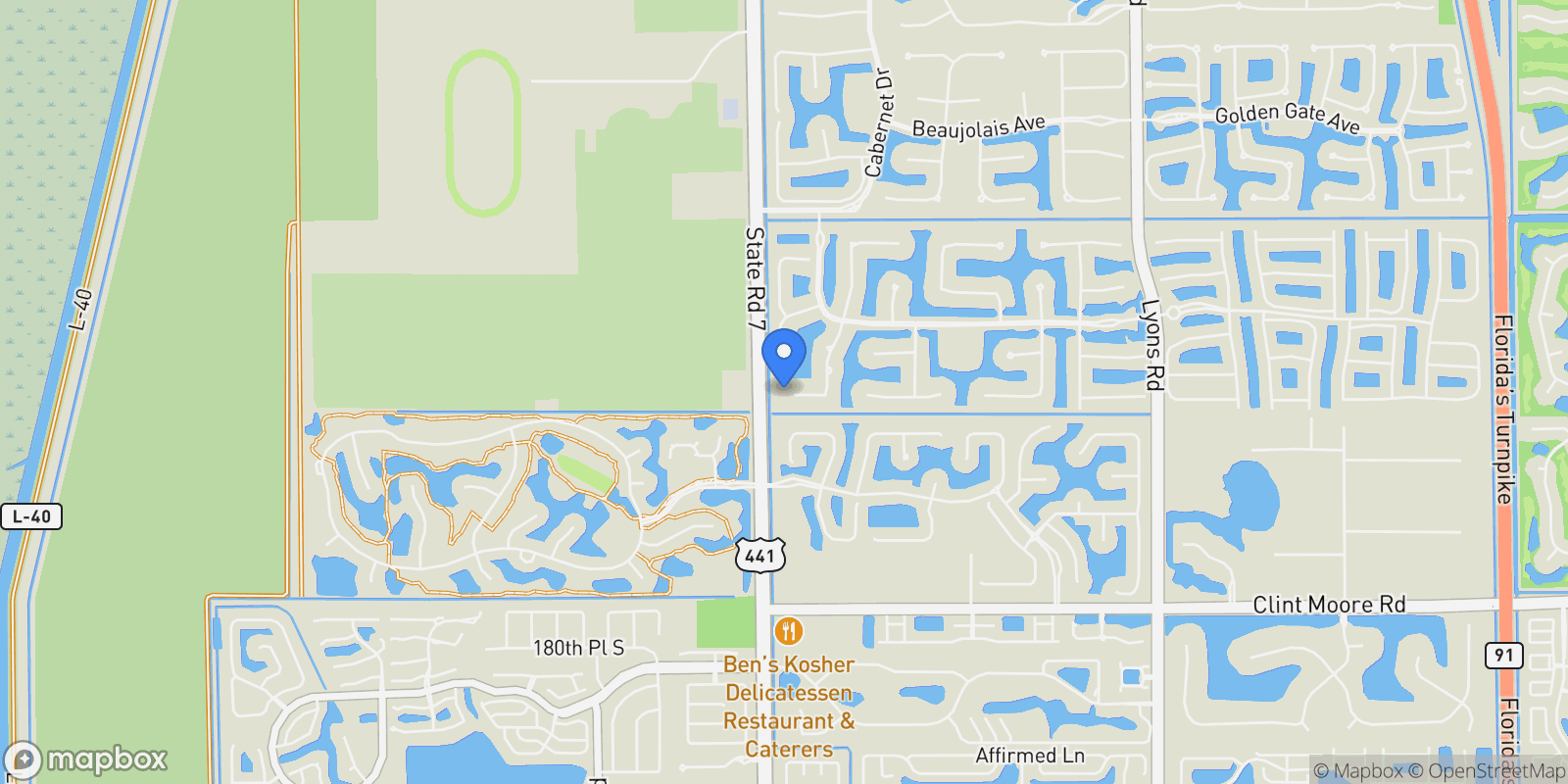 Map showing 17464 Ponte Chiasso Drive, Boca Raton, Florida, United States.