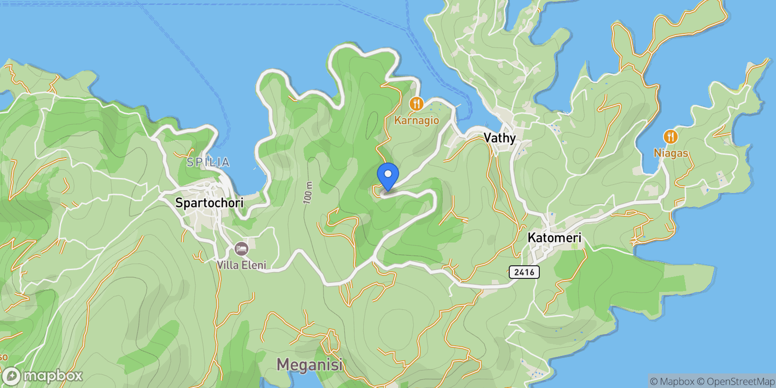 Map showing Community of Katomeri, Peloponnese, Western Greece and the Ionian, Greece.