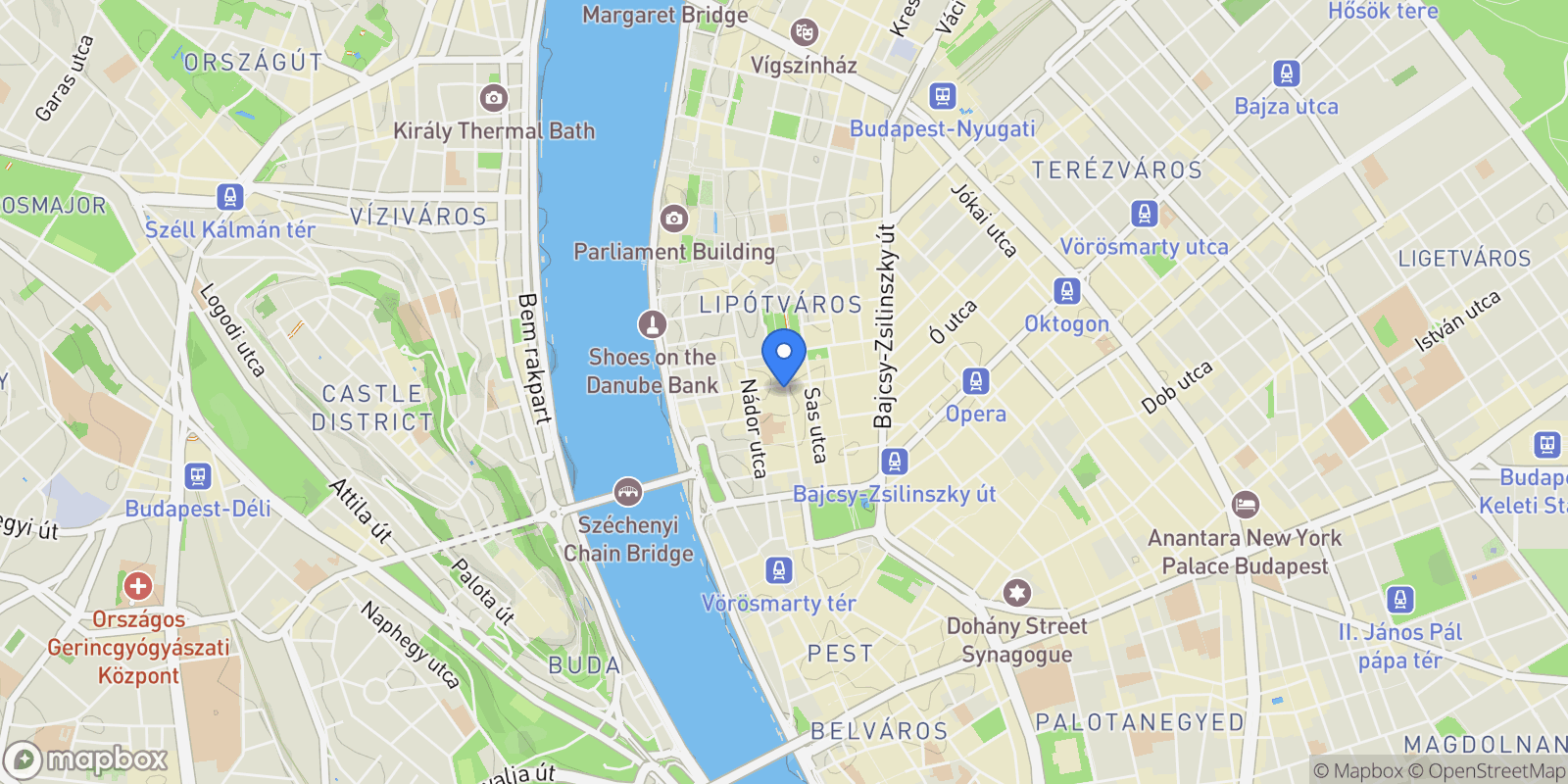 Map showing Budapest, Budapest, Hungary.