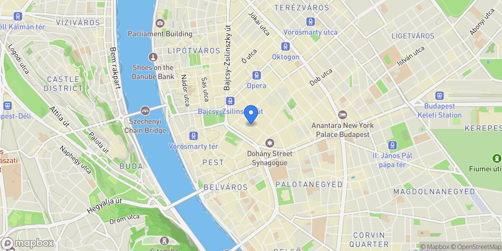 Map showing Budapest, Budapest, Hungary.