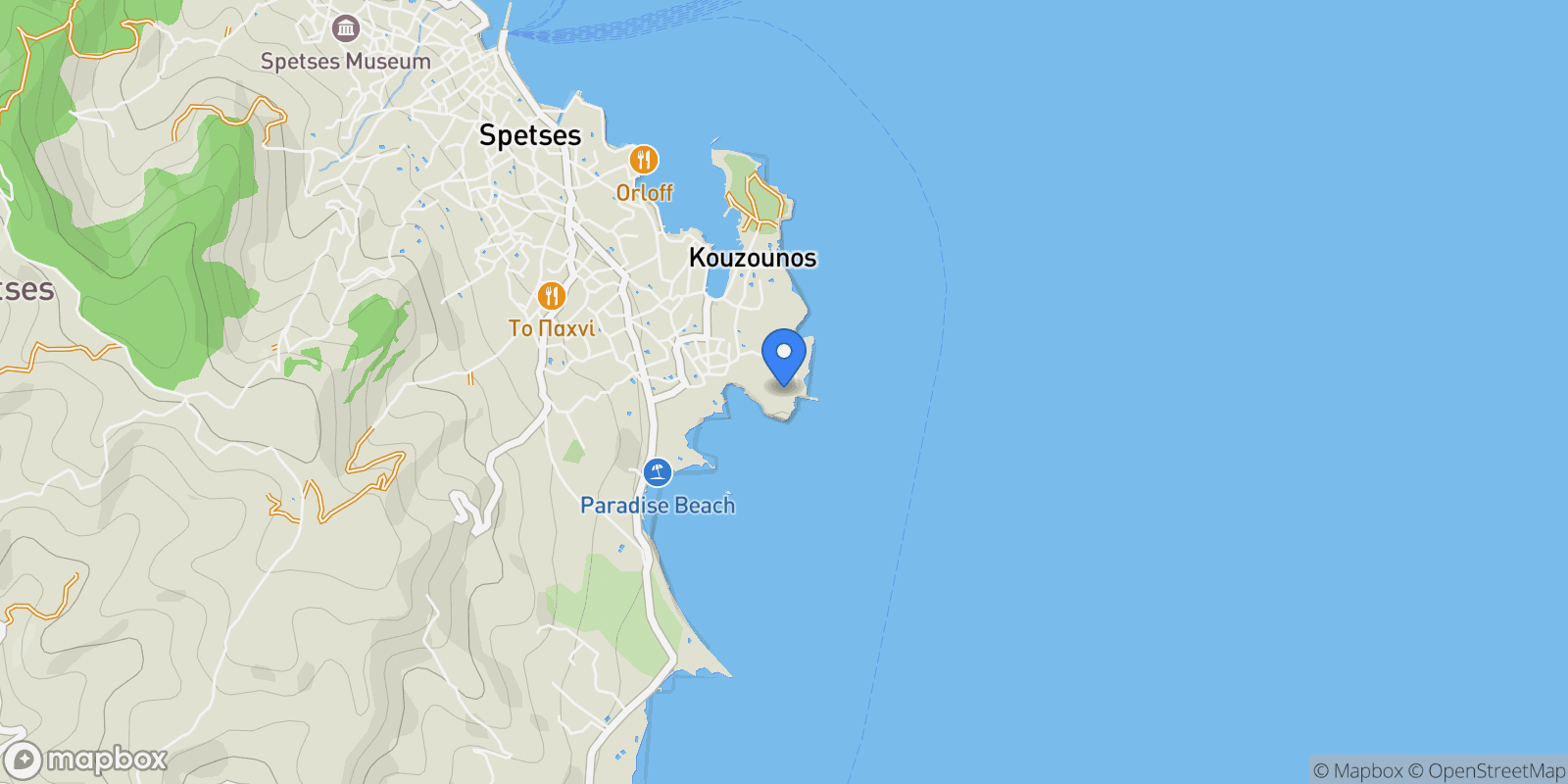 Map showing Spetses, Attica, Greece.