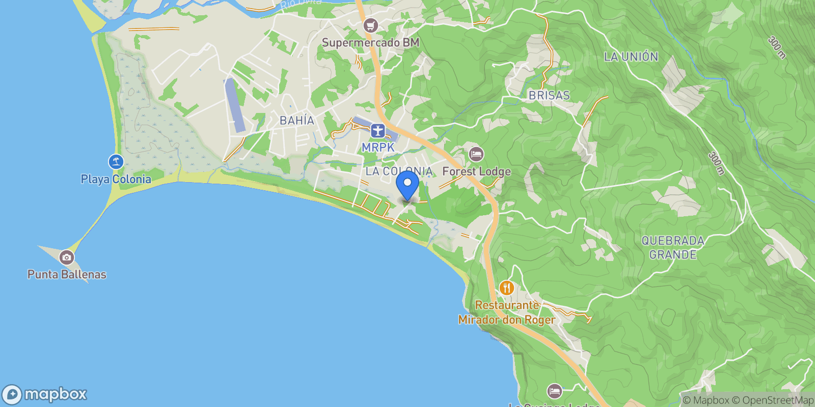 Map showing Bahia Ballena, Uvita, Puntarenas Province, Costa Rica.