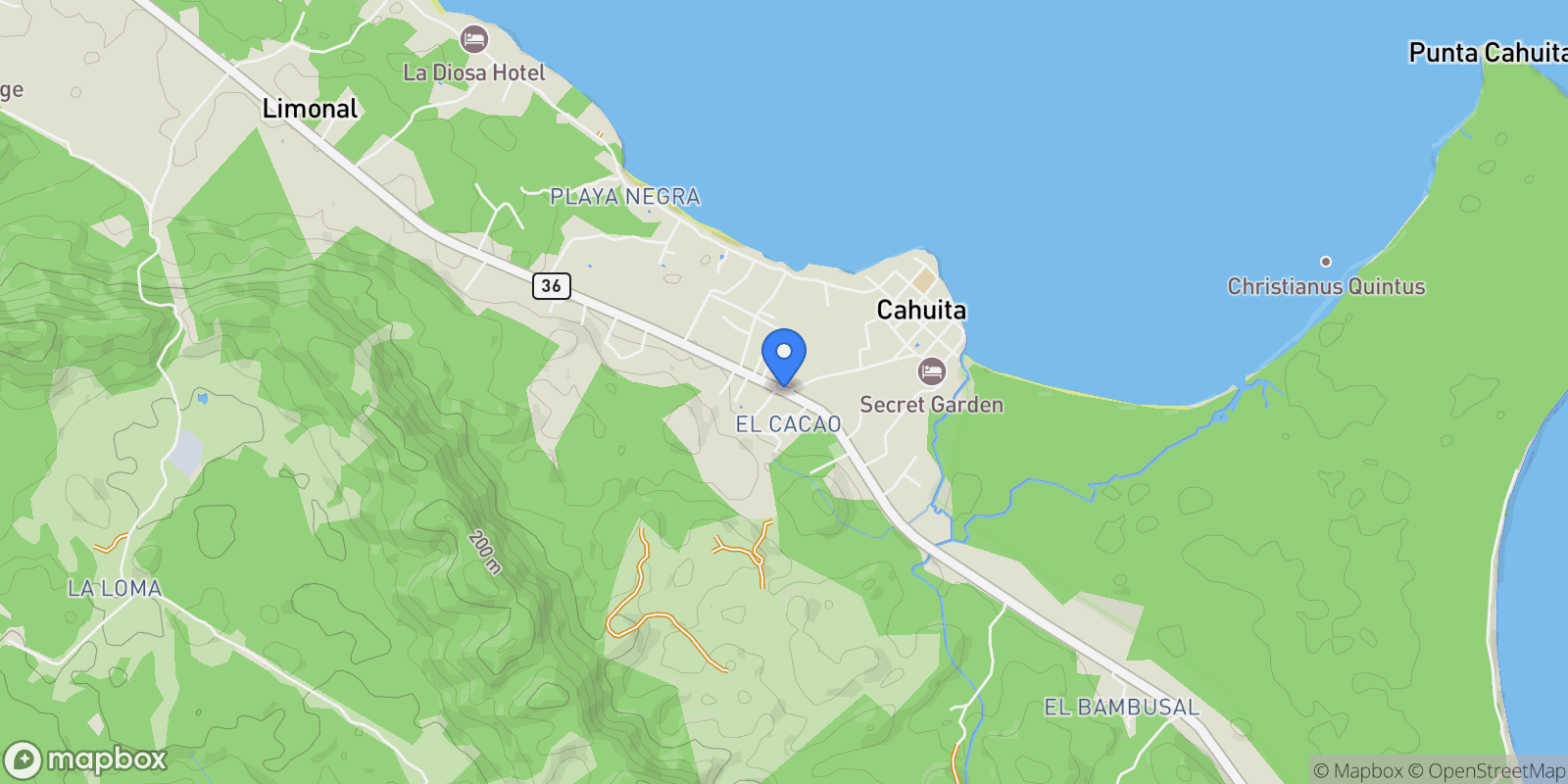 Map showing Limón Province, Cahuita, Costa Rica, Cahuita, Limón Province, Costa Rica.