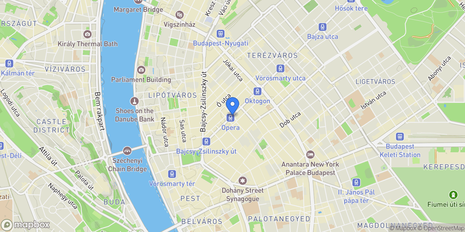 Map showing Budapest, Andrássy út, Hungary, Budapest, Budapest, Hungary.