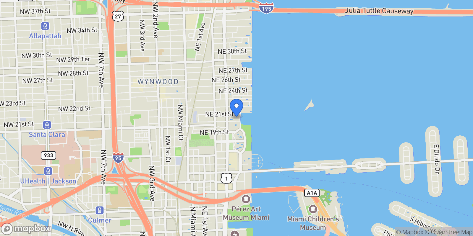 Map showing 2020 N Bayshore Dr Unit# 3108, Miami, FL 33137, Miami, Florida, United States.