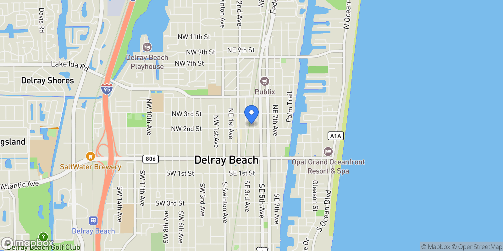 Map showing 306 NE 2nd Street Unit# Loft Units #(110, 111 & 1, Delray Beach, FL 33483, Delray Beach, Florida, United States.