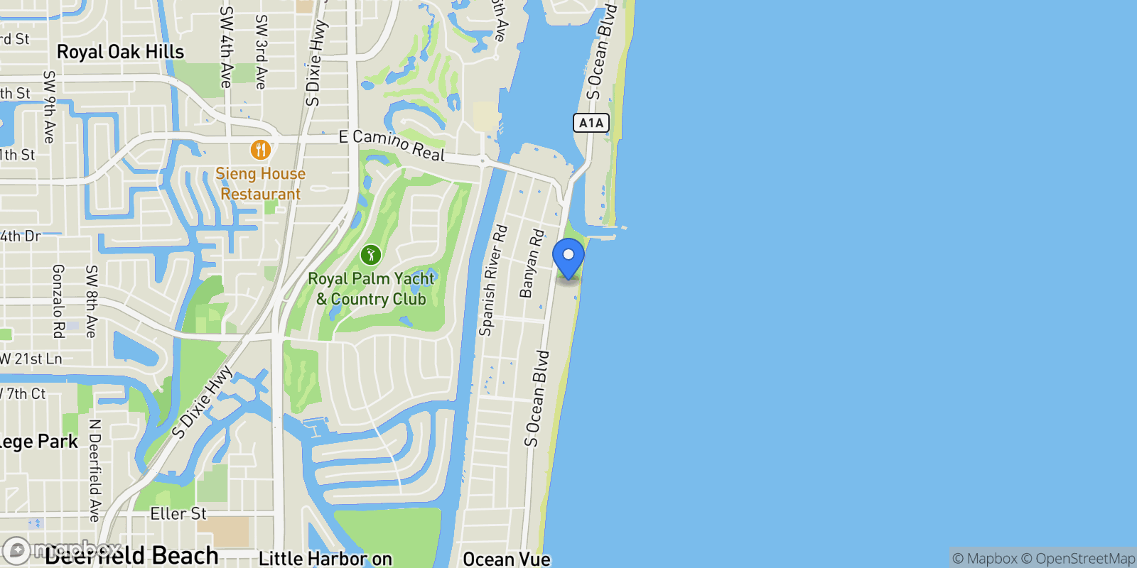 Map showing 1180 S Ocean Boulevard Unit# 11d, Boca Raton, FL 33432, Boca Raton, Florida, United States.