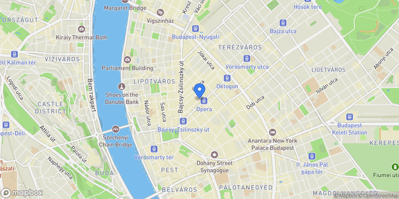 Map showing Budapest, Dalszínház u., 1061 Hungary, Budapest, Budapest, Hungary.