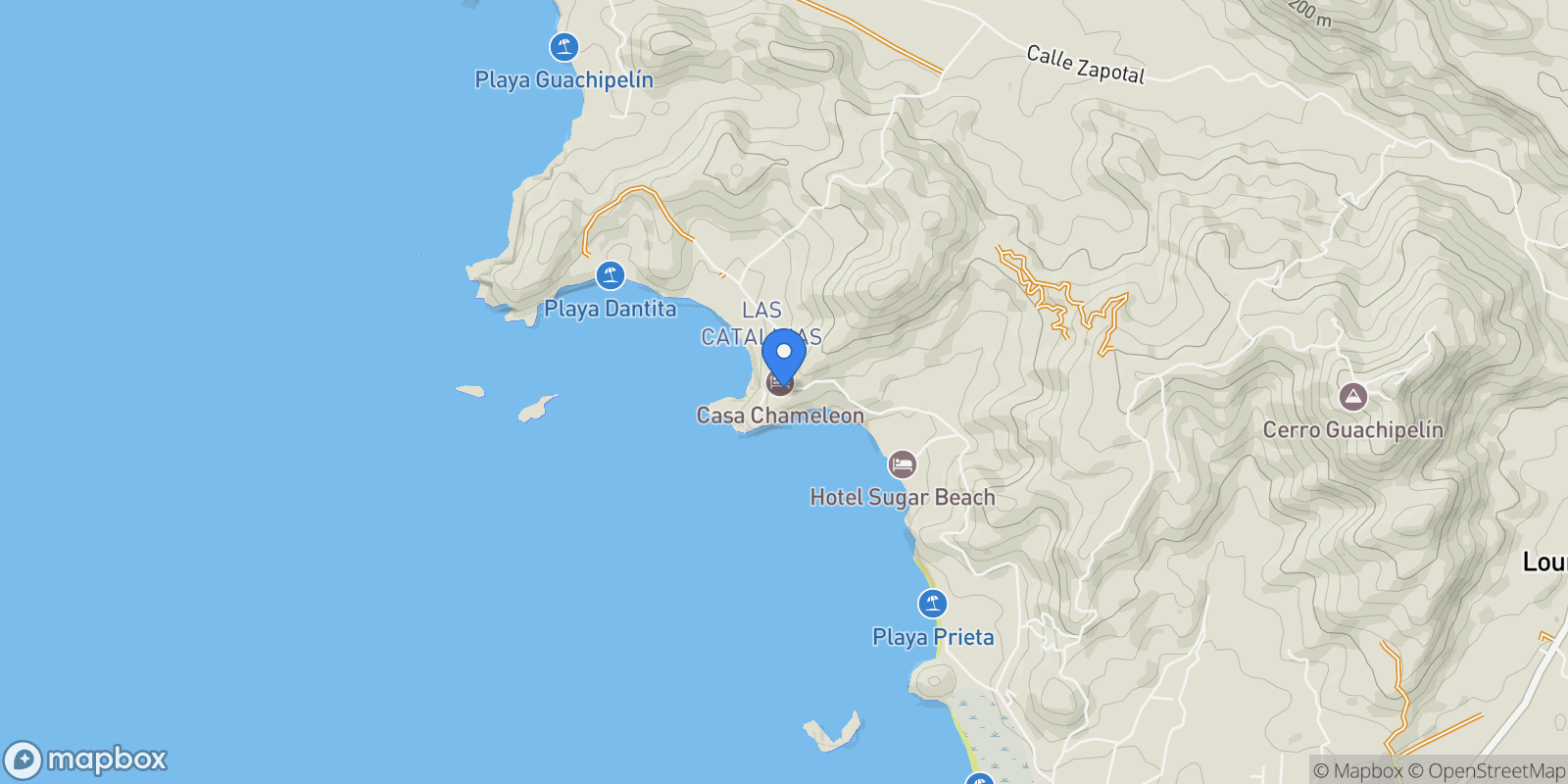 Map showing Casa Chameleon, Las Catalinas, Guanacaste Province, Costa Rica.