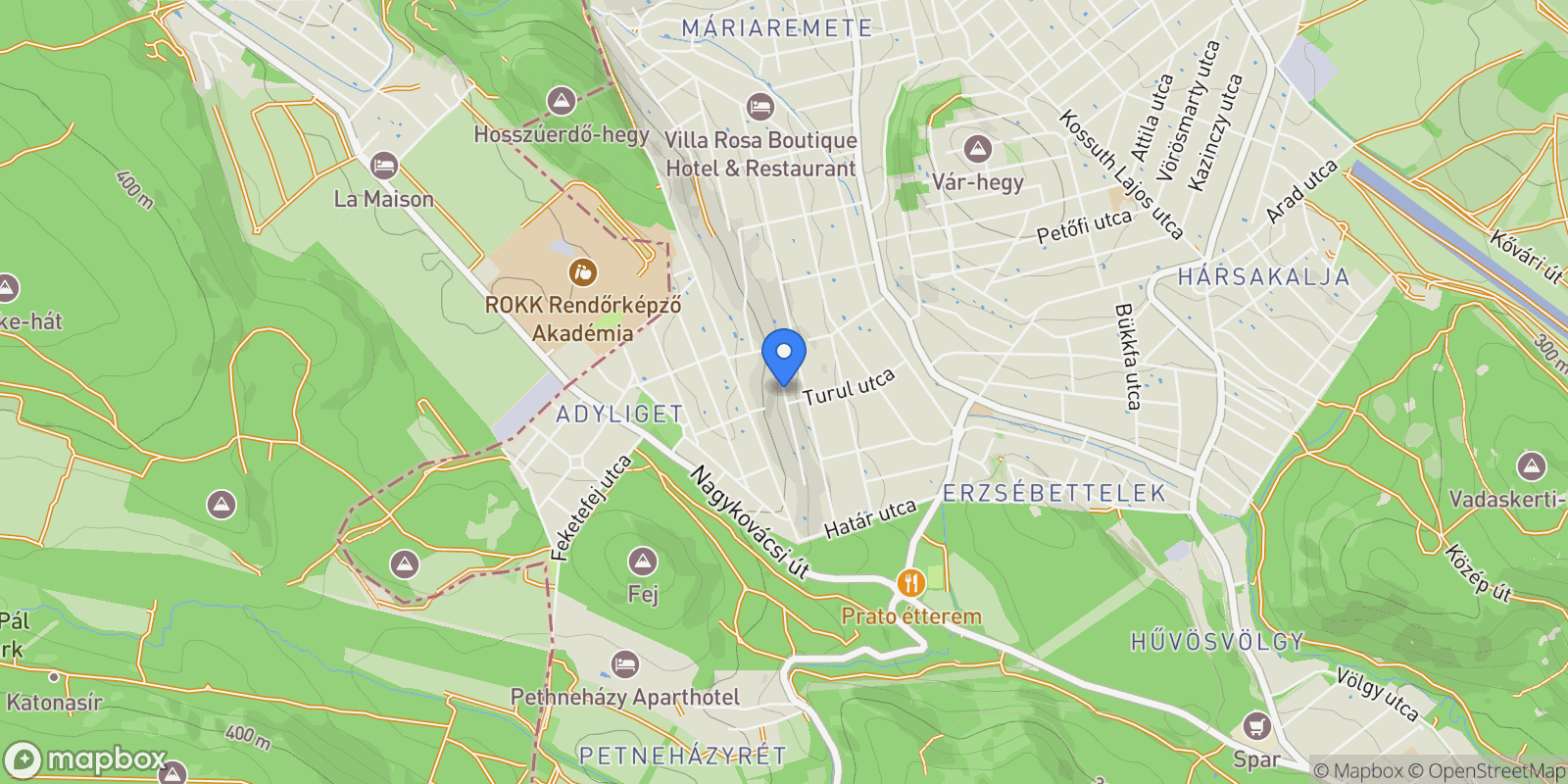 Map showing Budapest, Turul köz, 1029 Hungary, Budapest, Hungary.