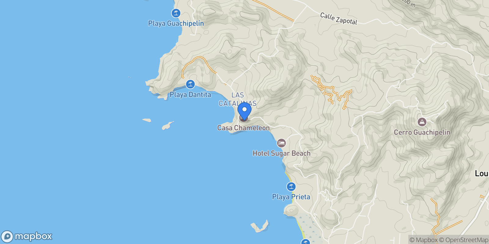 Map showing Casa Chameleon, Las Catalinas, Guanacaste Province, Costa Rica.