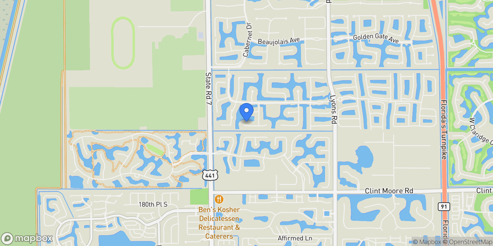 Map showing 9657 Vescovato Way, Boca Raton, Florida, United States.