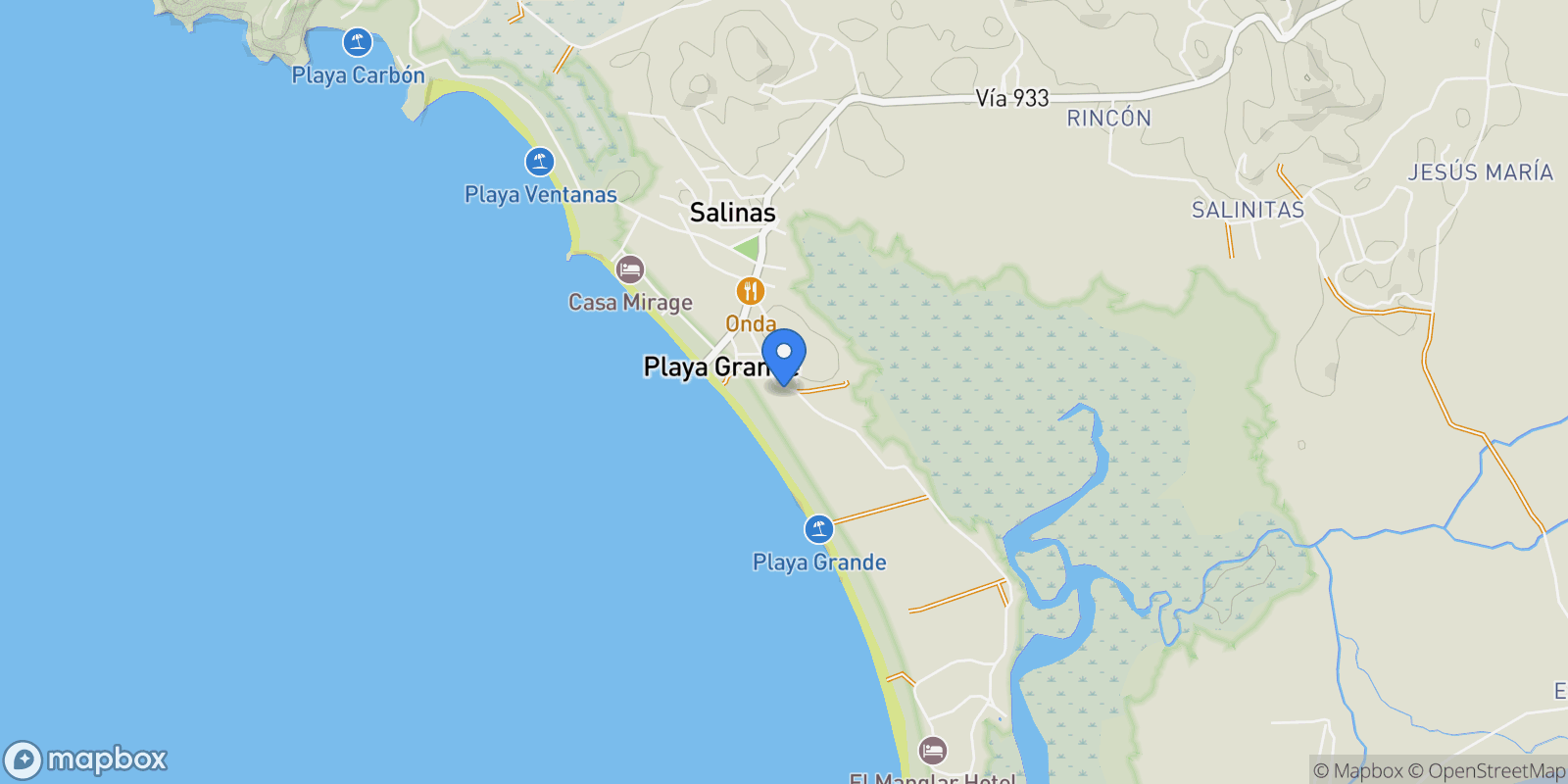 Map showing Playa Grande, Playa Grande, Guanacaste Province, Costa Rica.