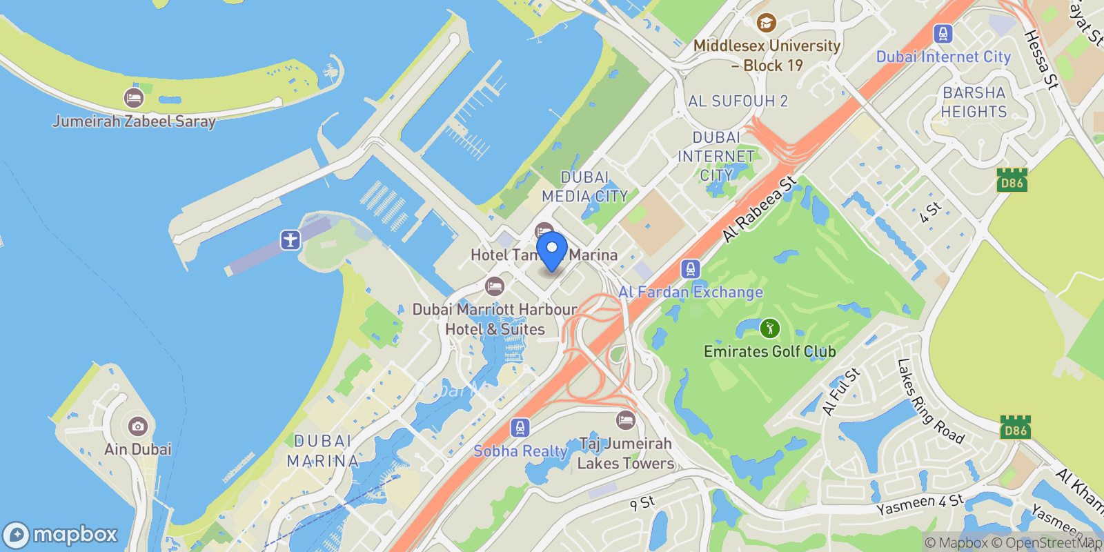 Map showing Aeternitas Tower, Dubai Marina, Dubai, Dubai, United Arab Emirates.