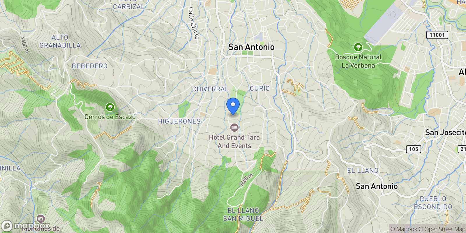 Map showing Escazu, San Jose, Escazu, San José Province, Costa Rica.
