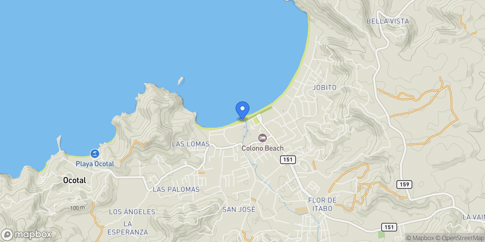 Map showing Coco Bay Estates, Coco, Guanacaste Province, Costa Rica.