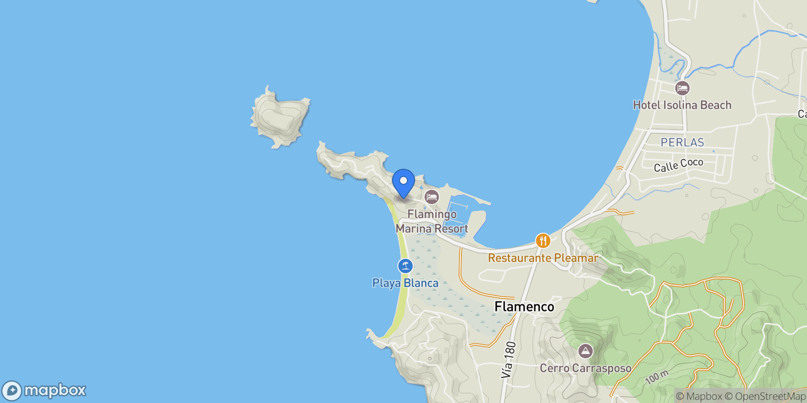 Map showing North Ridge, Playa Flamingo, Playa Flamingo, Guanacaste Province, Costa Rica.