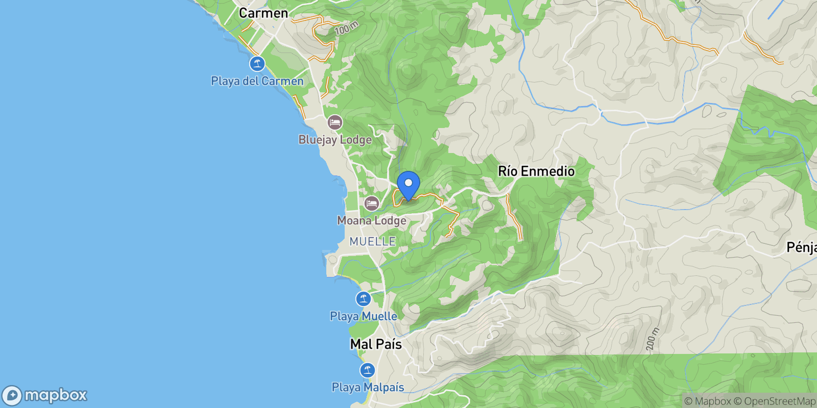 Map showing Casa Chameleon Mal País, Malpais, Puntarenas Province, Costa Rica.