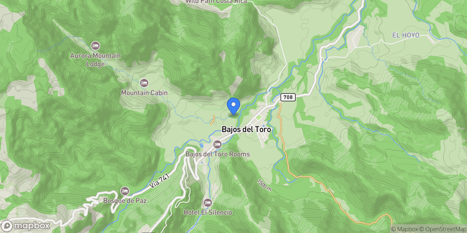 Map showing Toro Amarillo, Bajos del Toro, Alajuela Province, Costa Rica.