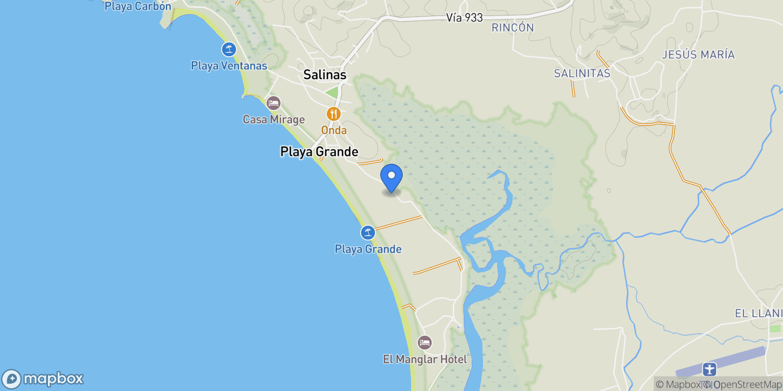 Map showing Playa Grande, Playa Grande, Guanacaste Province, Costa Rica.
