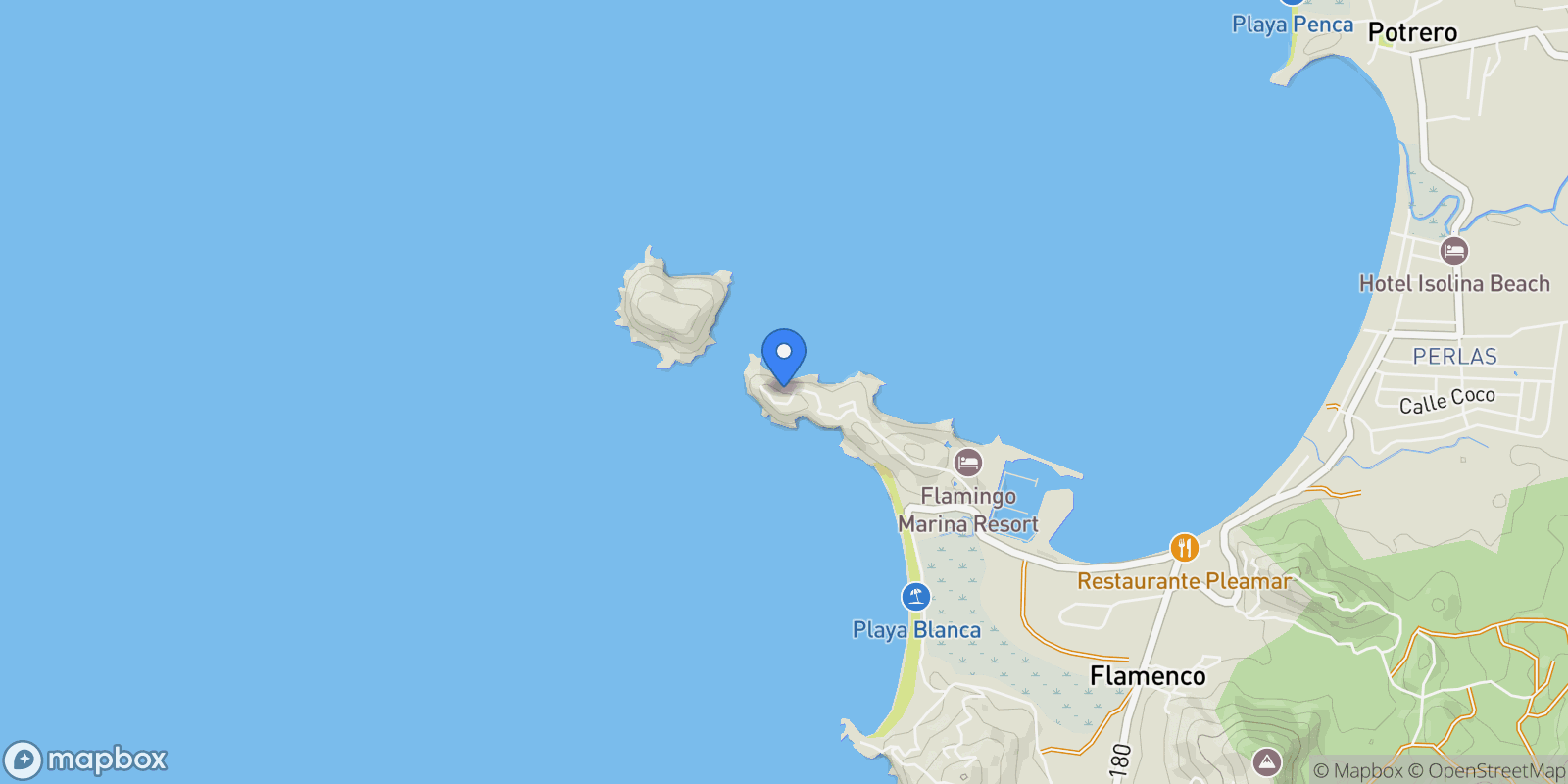 Map showing Cresta Norte, Playa Flamingo, Playa Flamingo, Guanacaste Province, Costa Rica.