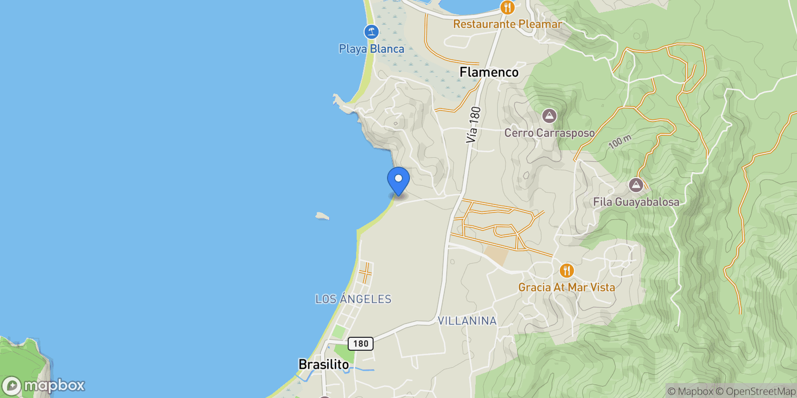 Map showing Cantomar Ocean Club, Brasilito, Guanacaste Province, Costa Rica.